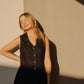 Marcy Mini Dress in Black Linen