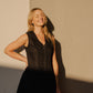 Marcy Mini Dress in Black Linen