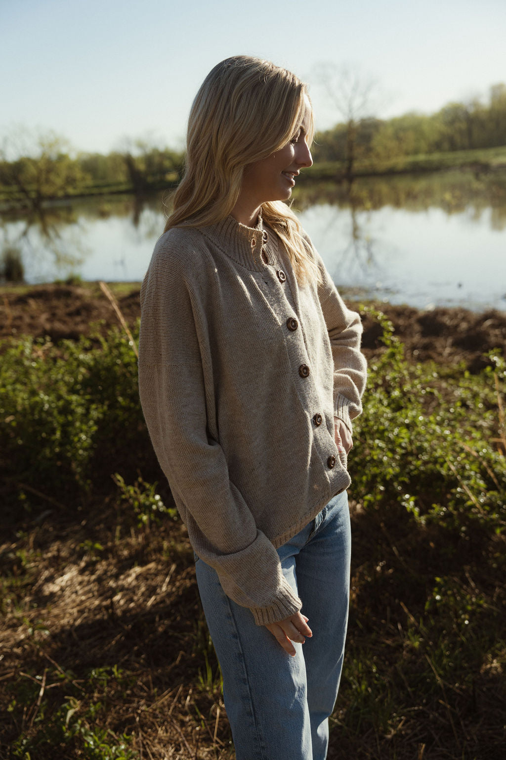 Alpaca Chrishell Cardigan in Beige Made to Order