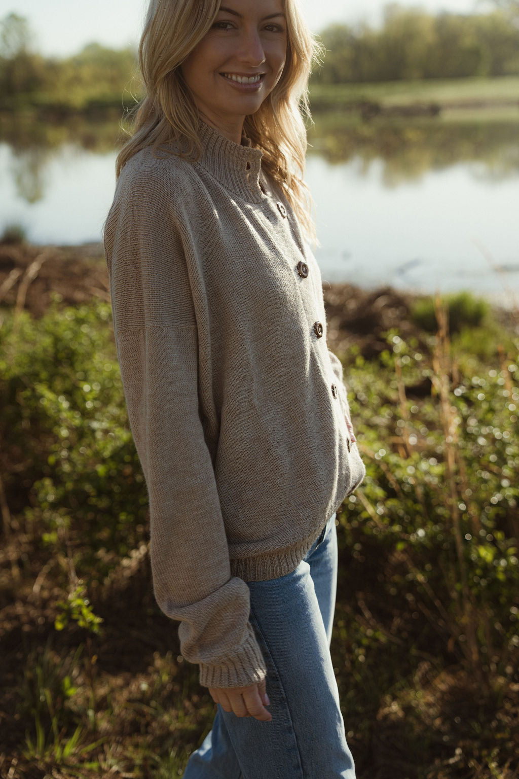 Alpaca Chrishell Cardigan in Beige Made to Order
