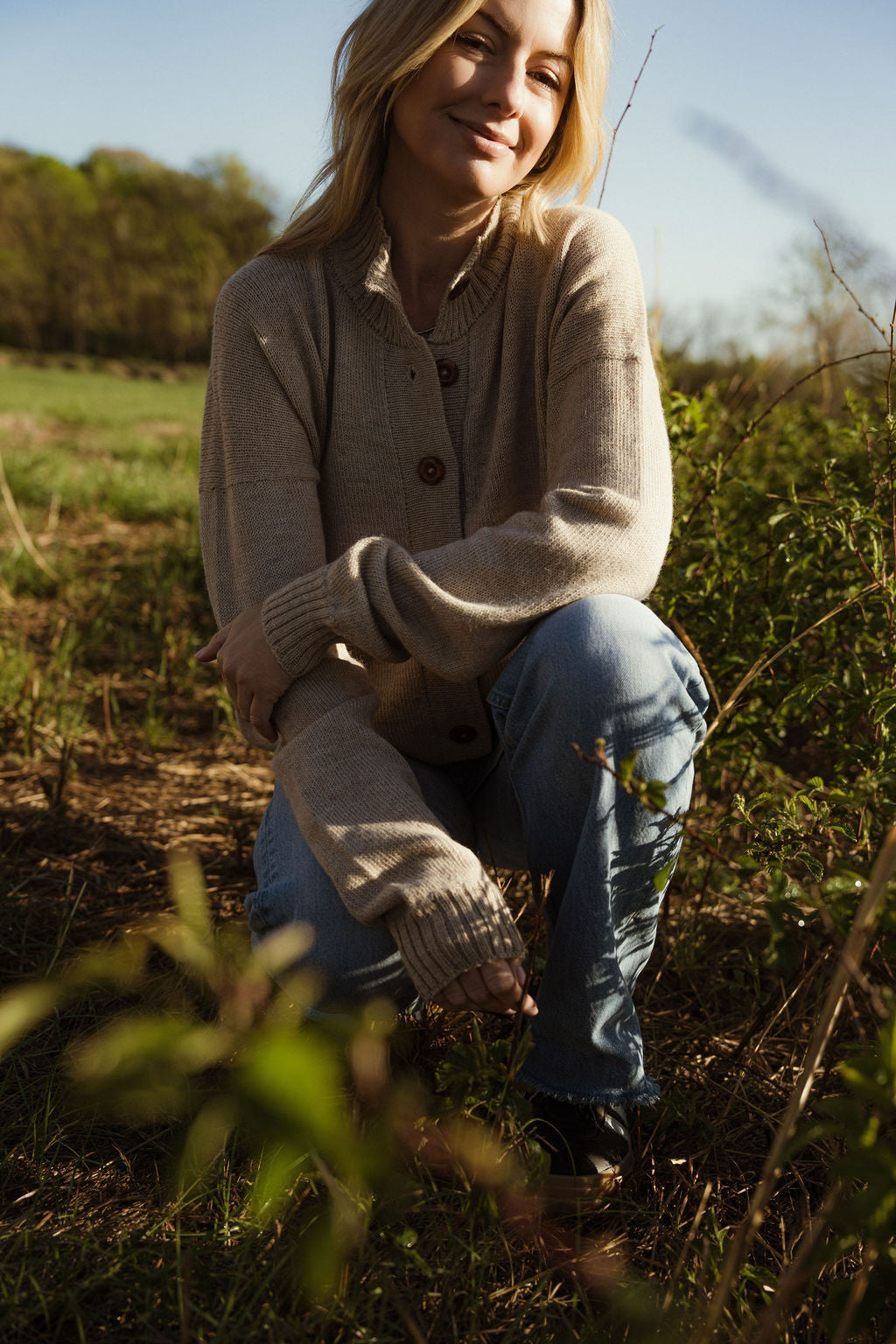 Alpaca Chrishell Cardigan in Beige Made to Order