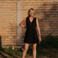 Marcy Mini Dress in Black Linen