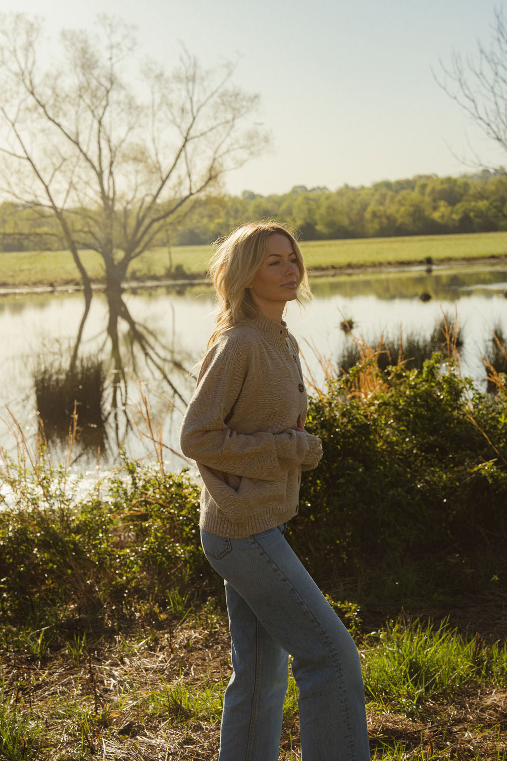 Alpaca Chrishell Cardigan in Beige Made to Order