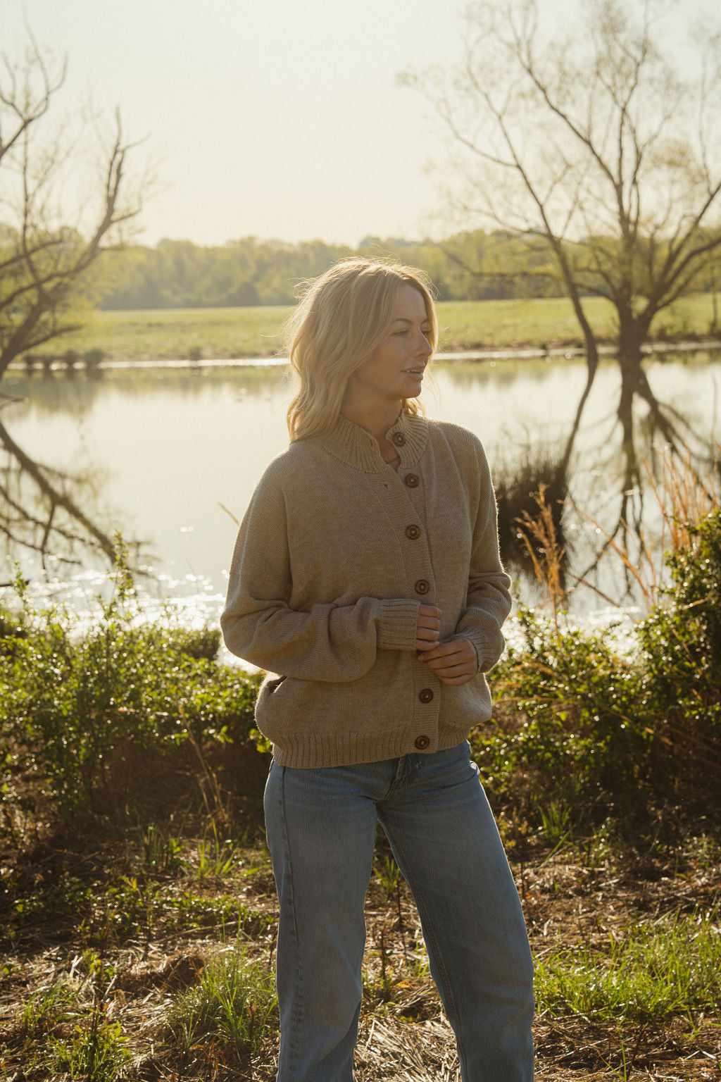 Alpaca Chrishell Cardigan in Beige Made to Order