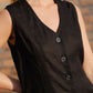 Marcy Mini Dress in Black Linen