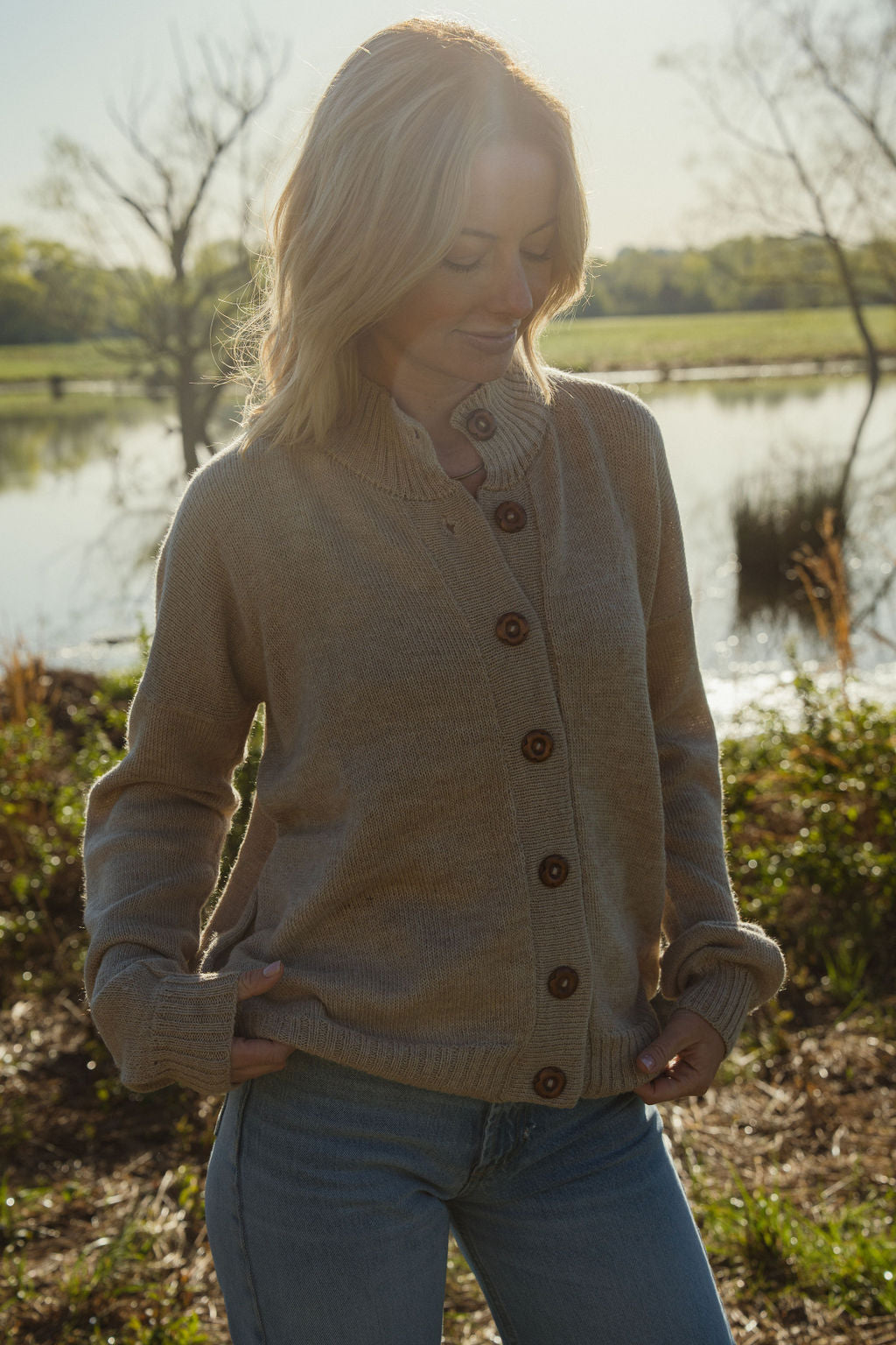 Alpaca Chrishell Cardigan in Beige Made to Order