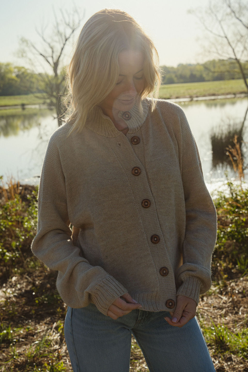 Alpaca Chrishell Cardigan in Beige Made to Order