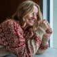 Imogene Oversized Wool Henley in Snowflake Print