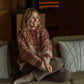 Imogene Oversized Wool Henley in Snowflake Print