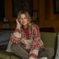 Imogene Oversized Wool Henley in Snowflake Print