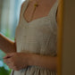 Mia Linen Dress in Cream Plaid Linen - S Left