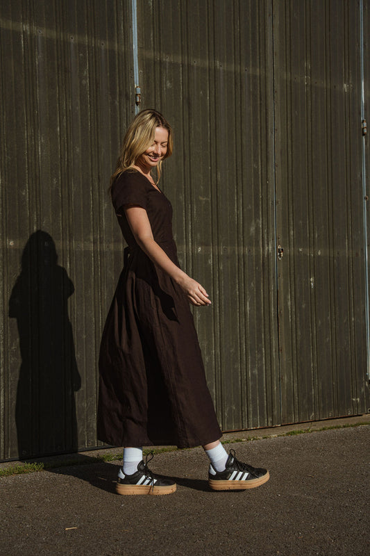 June Dress in Dark Brown Made to Order