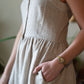 Mia Linen Dress in Cream Plaid Linen - S Left