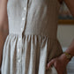 Mia Linen Dress in Cream Plaid Linen - S Left