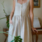 Mia Linen Dress in Cream Plaid Linen - S Left