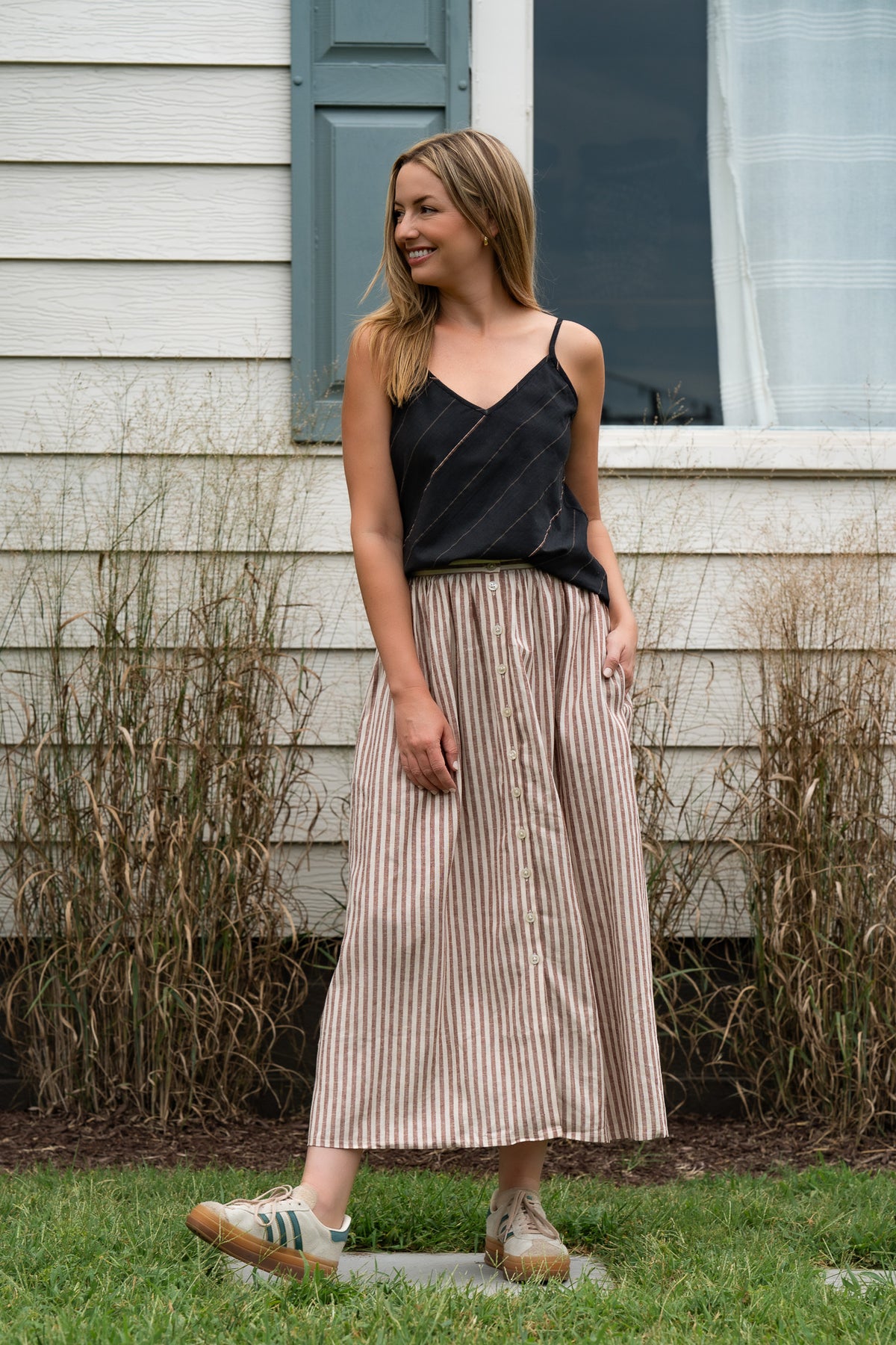 Perry Gathered Midi Skirt