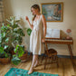 Mia Linen Dress in Cream Plaid Linen - S Left