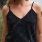 Bias Cut Tank in Black Handwoven Cotton