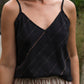 Bias Cut Tank in Black Handwoven Cotton