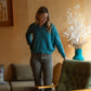 Alpaca Brenda Lace Knit Pullover in Teal