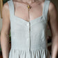 Mia Linen Dress in Cream Plaid Linen - S Left