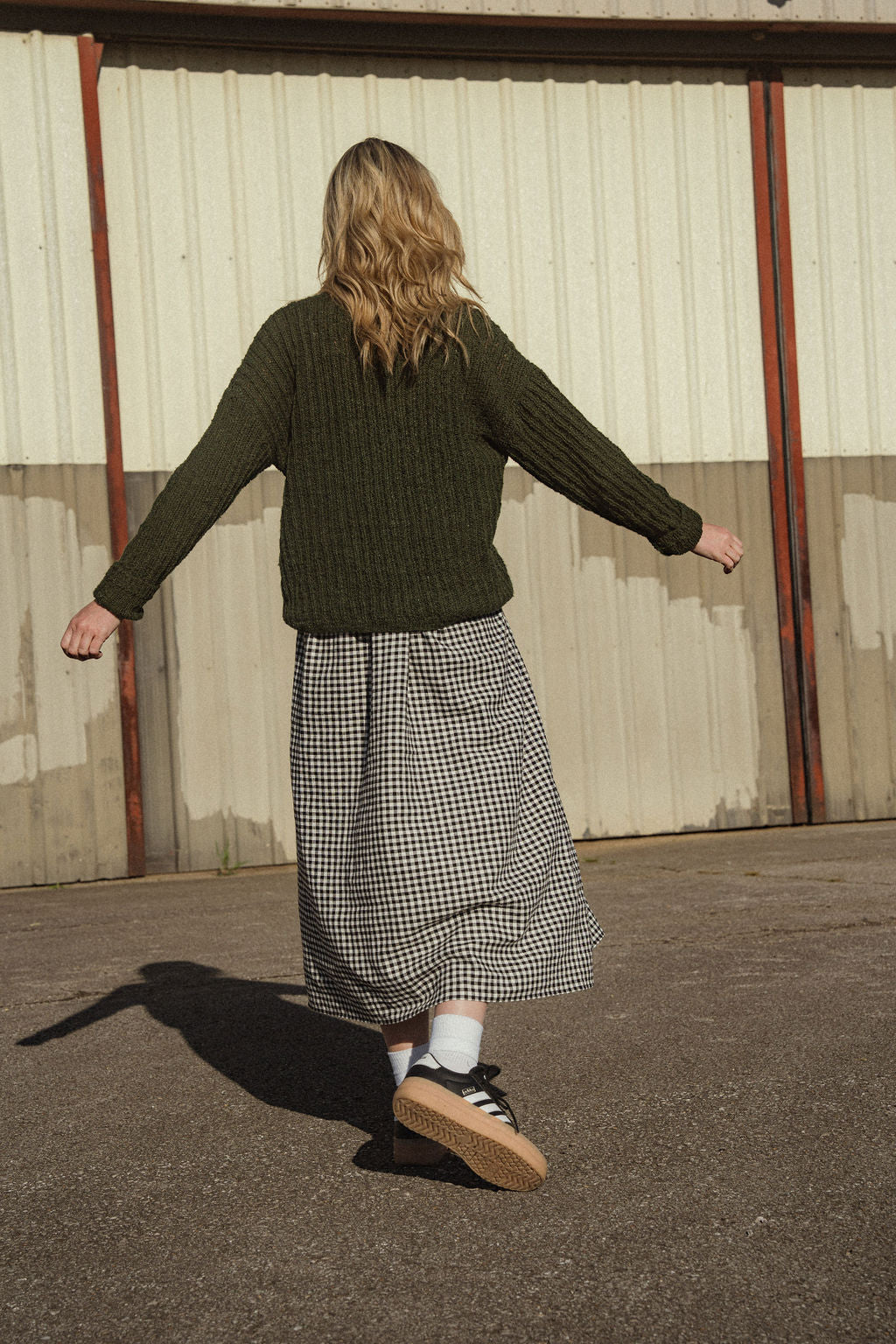 Cara Ribbed Cardigan in Nettle Allo and Cotton Dark Green Made to Order