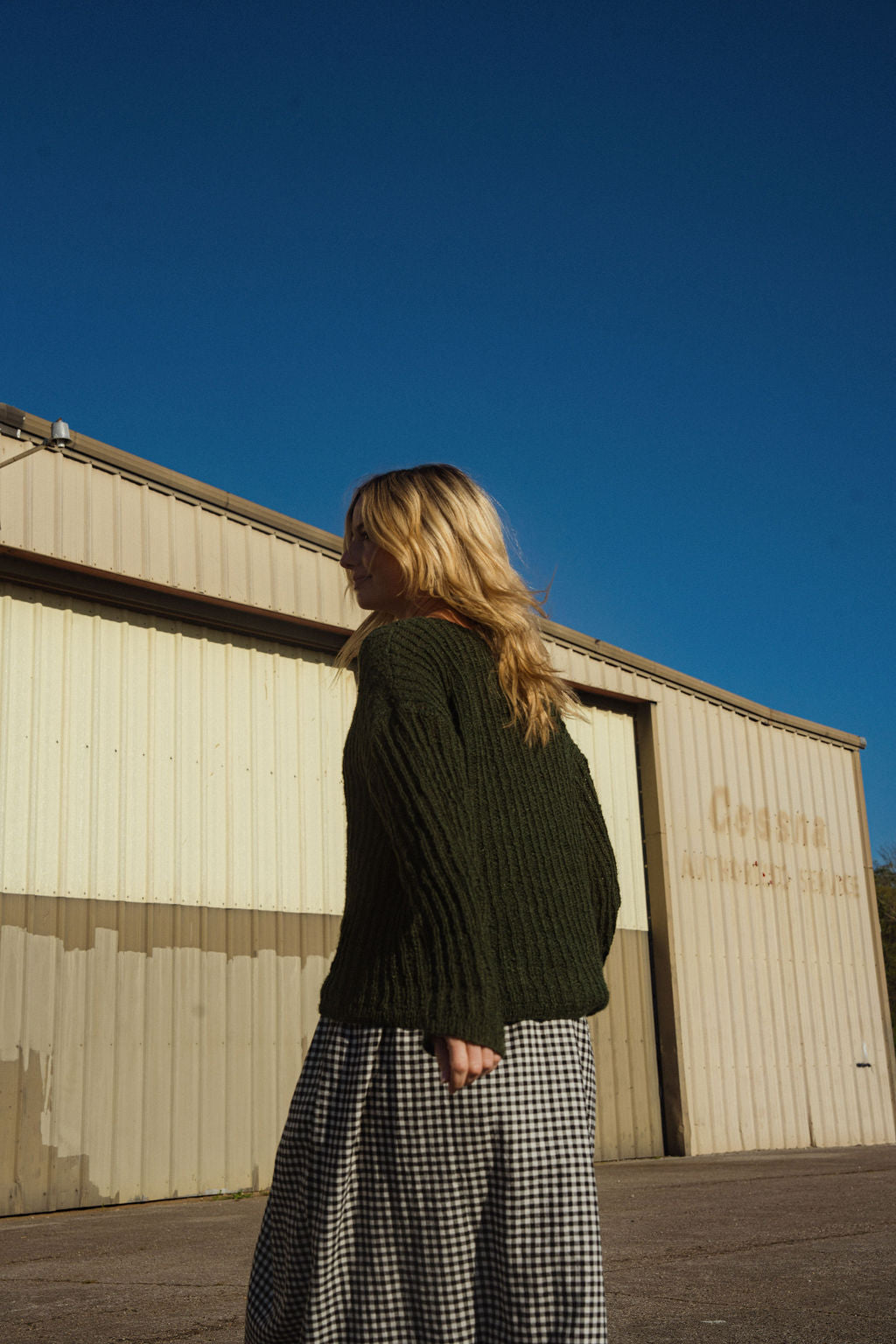 Cara Ribbed Cardigan in Nettle Allo and Cotton Dark Green Made to Order