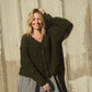 Cara Ribbed Cardigan in Nettle Allo and Cotton Dark Green Made to Order