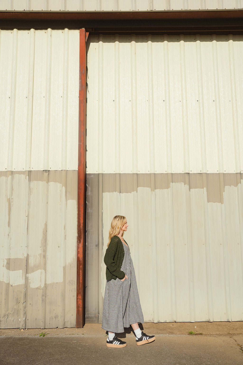 Cara Ribbed Cardigan in Nettle Allo and Cotton Dark Green Made to Order