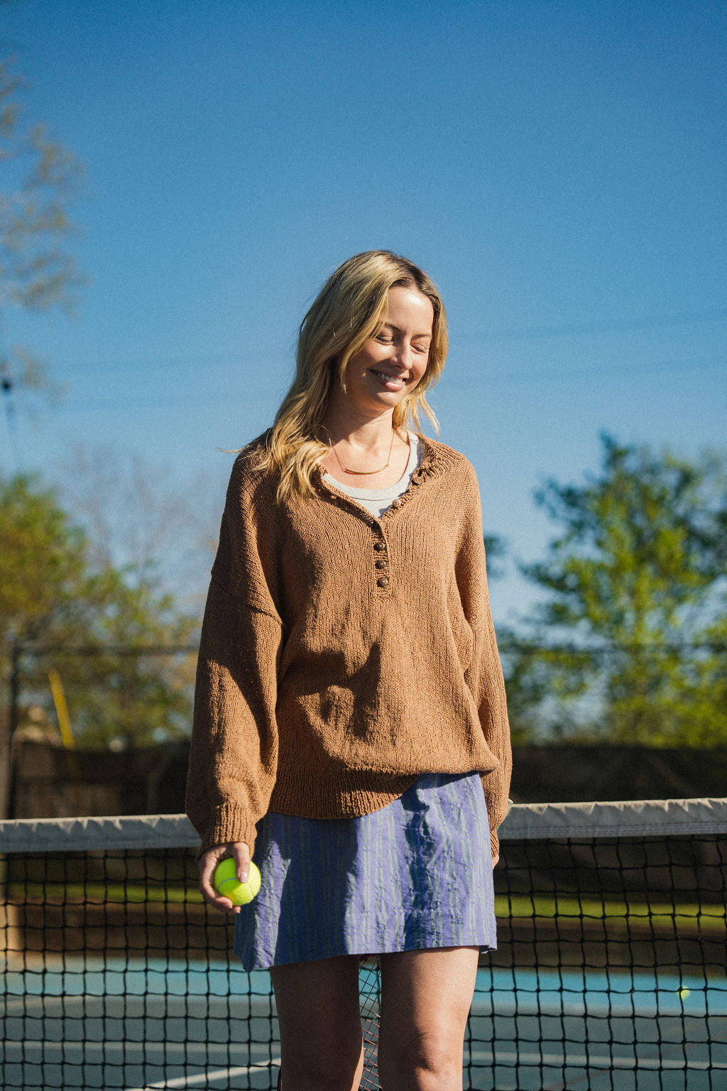 Dorothy Cotton Sweater in Mauve Brown Made to Order