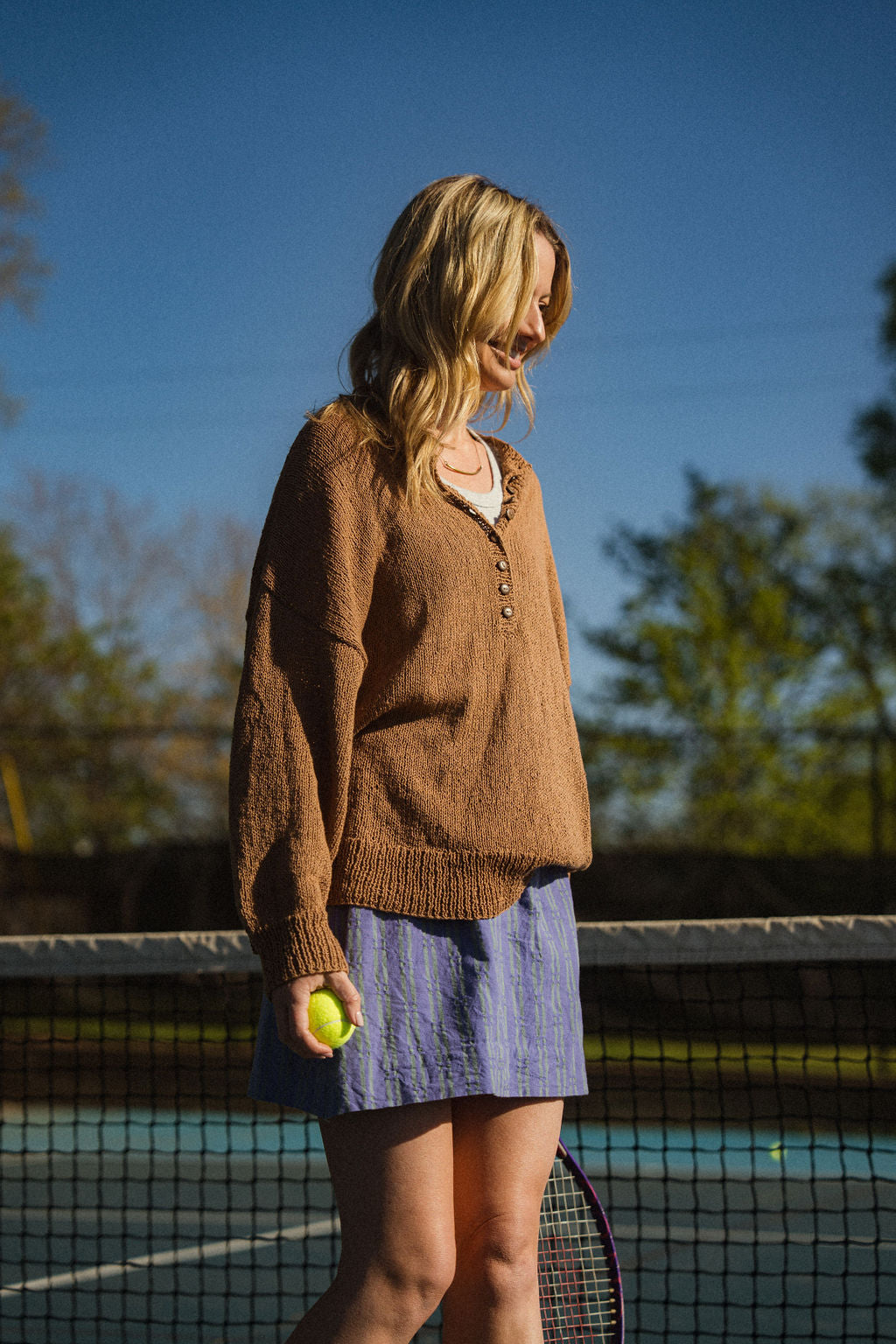 Dorothy Cotton Sweater in Mauve Brown Made to Order