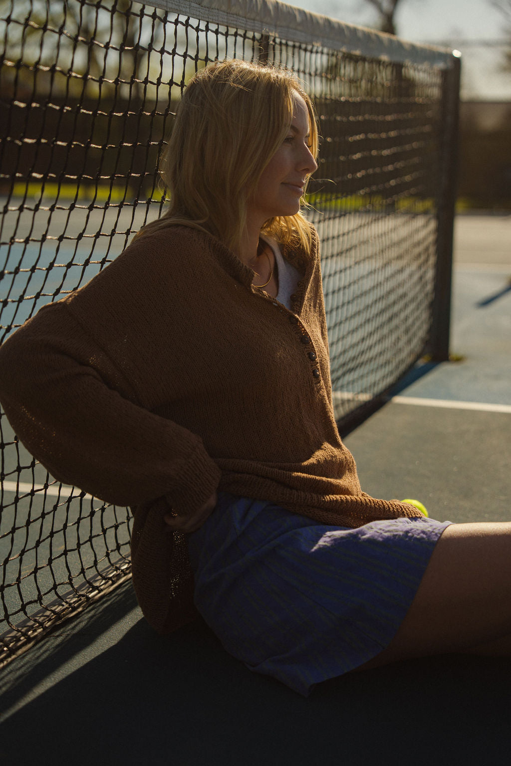 Dorothy Cotton Sweater in Mauve Brown Made to Order