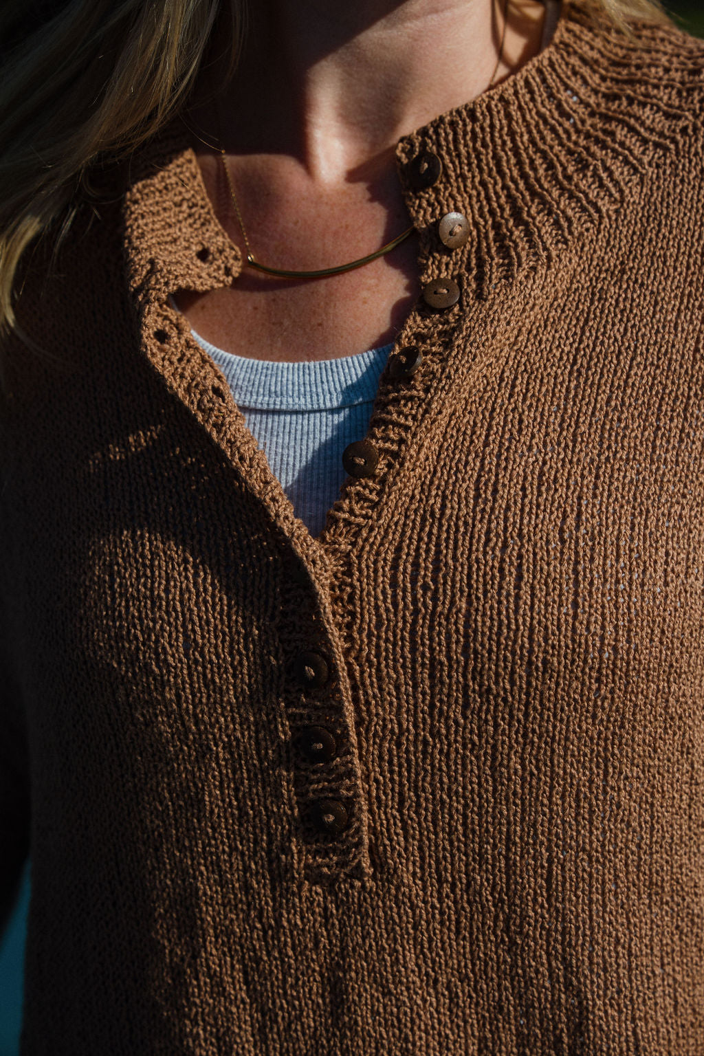 Dorothy Cotton Sweater in Mauve Brown Made to Order