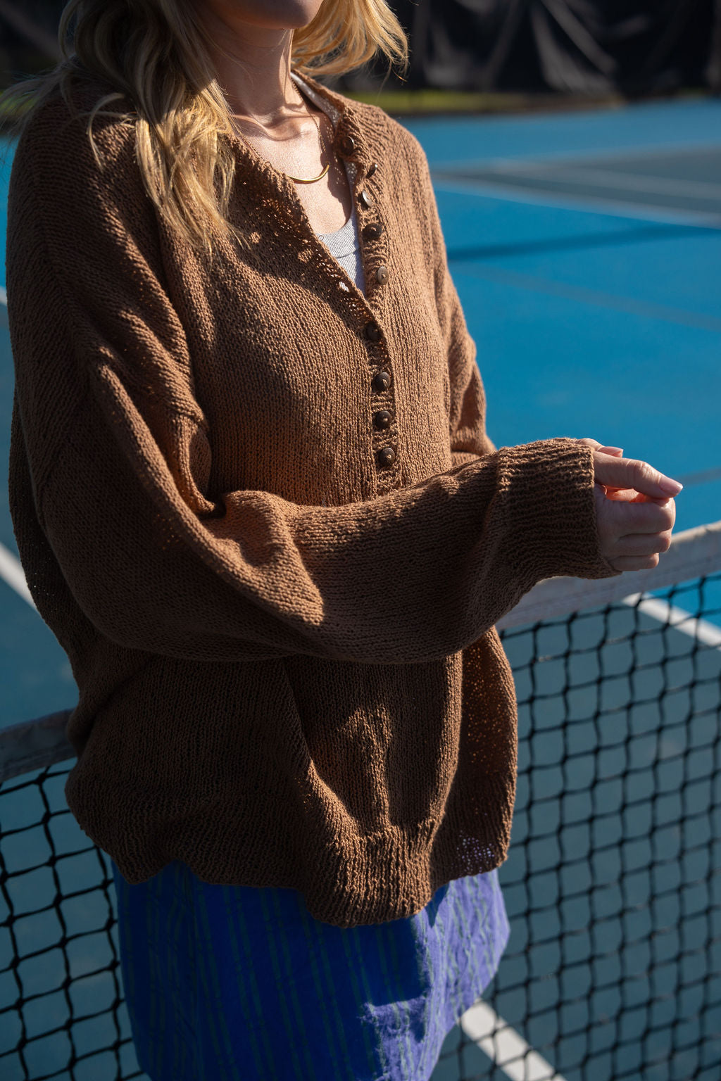 Dorothy Cotton Sweater in Mauve Brown Made to Order