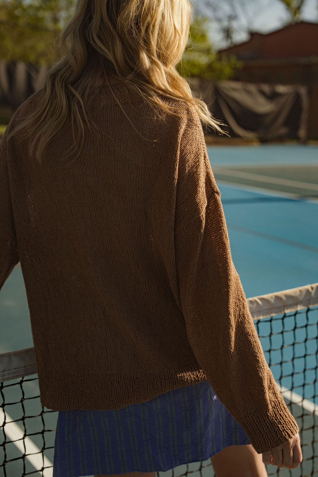 Dorothy Cotton Sweater in Mauve Brown Made to Order
