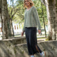 Finn V-Neck Cotton Sweater in Sage and Cream Made to Order