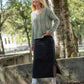 Finn V-Neck Cotton Sweater in Sage and Cream Made to Order