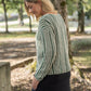 Finn V-Neck Cotton Sweater in Sage and Cream Made to Order