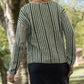Finn V-Neck Cotton Sweater in Sage and Cream Made to Order