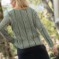 Finn V-Neck Cotton Sweater in Sage and Cream Made to Order