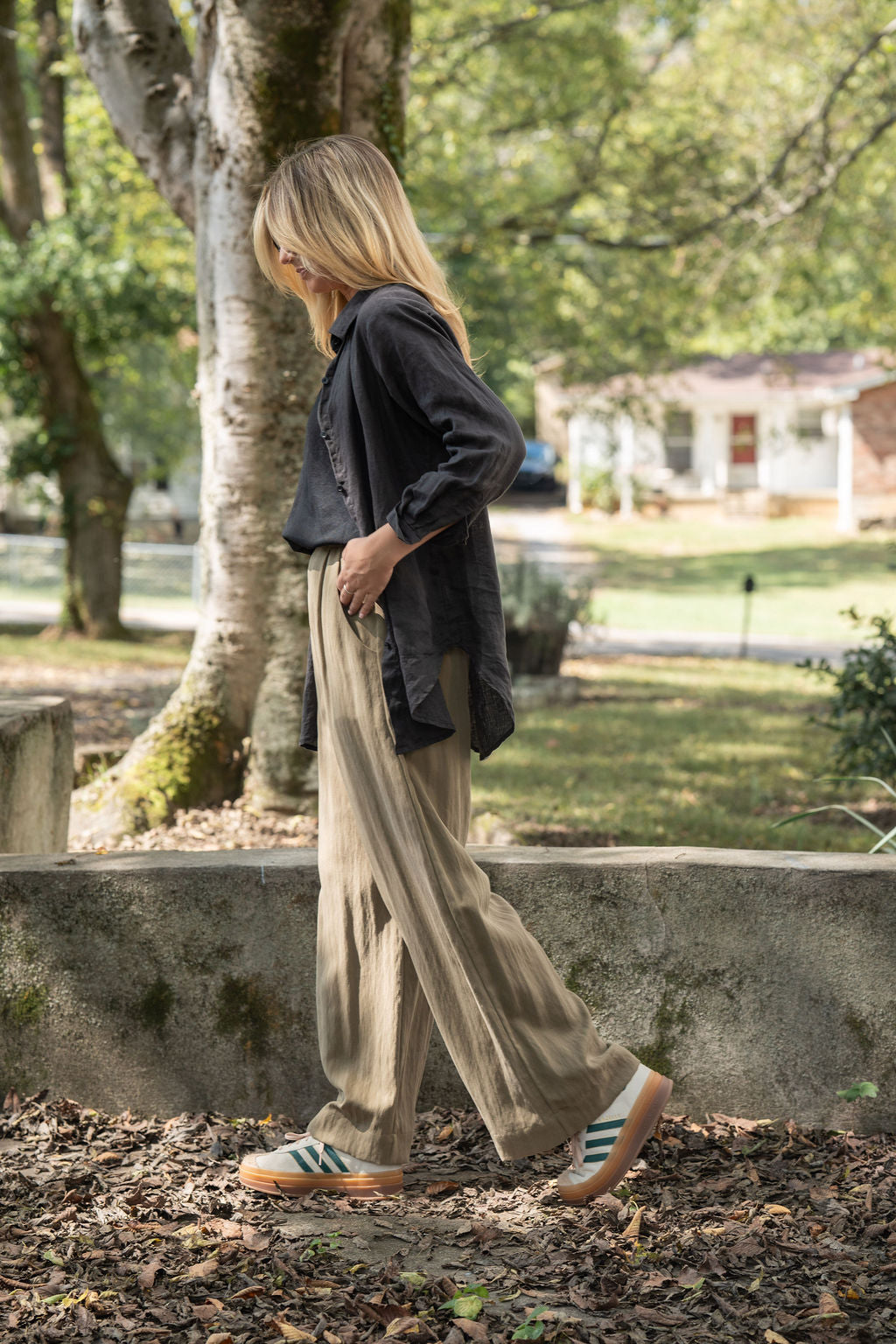 Button-Up Shirt in Black Linen Made to Order