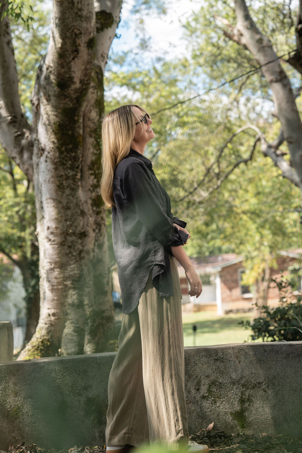 Button-Up Shirt in Black Linen Made to Order