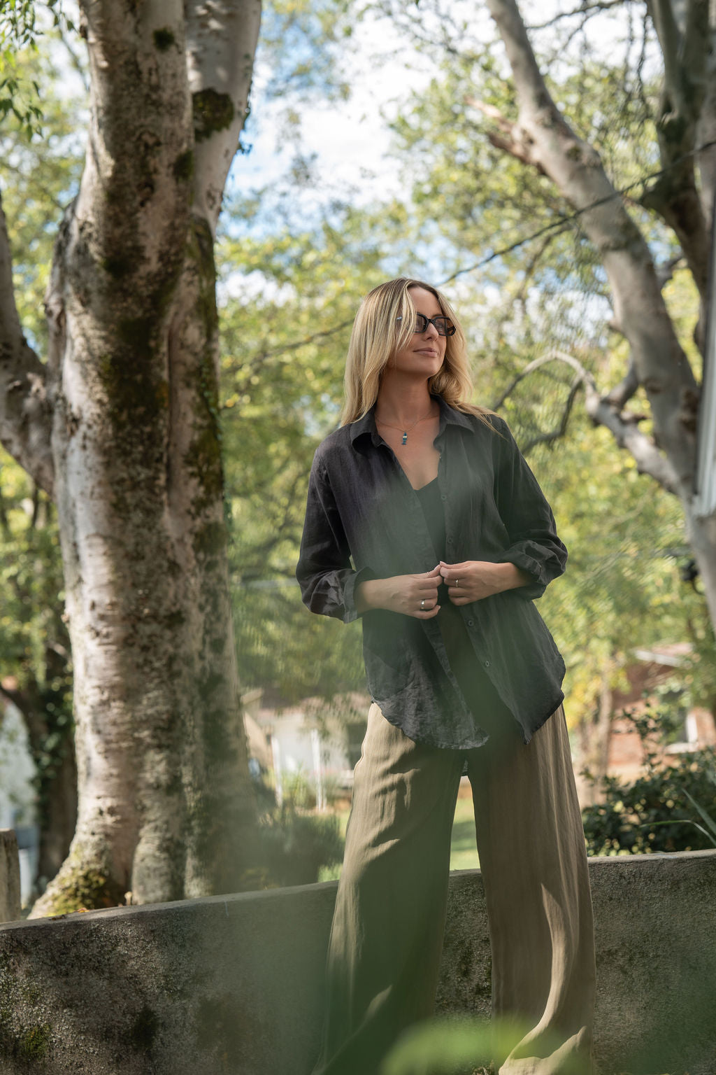 Button-Up Shirt in Black Linen Made to Order