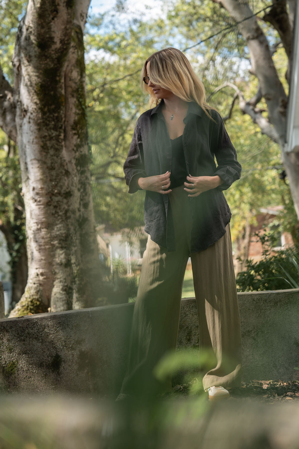 Button-Up Shirt in Black Linen Made to Order