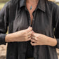 Button-Up Shirt in Black Linen Made to Order