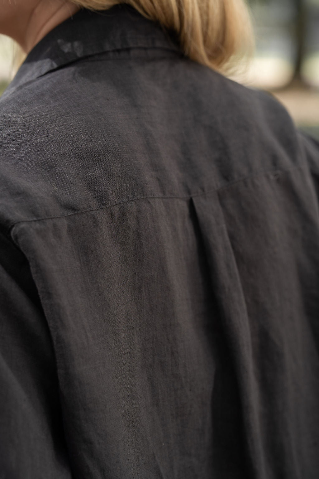 Button-Up Shirt in Black Linen Made to Order