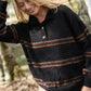 Imogene Oversized Wool Henley in Black and Brown Made to Order
