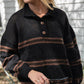 Imogene Oversized Wool Henley in Black and Brown Made to Order