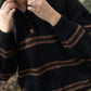 Imogene Oversized Wool Henley in Black and Brown Made to Order