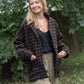 Portuguese Wool Pieper Coat in Black and Brown Check Made to Order